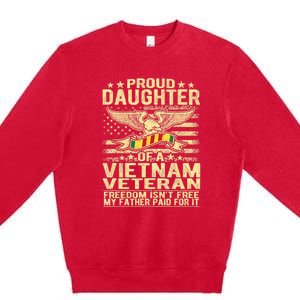 Proud Daughter Of Vietnam Veteran Us Flag Military Family Premium Crewneck Sweatshirt