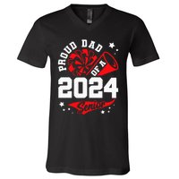 Proud Dad Of A 2024 Senior Cheer Dad Graduation Party V-Neck T-Shirt