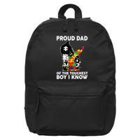 Proud Dad Of The Toughest I Know Autism Awareness 16 in Basic Backpack