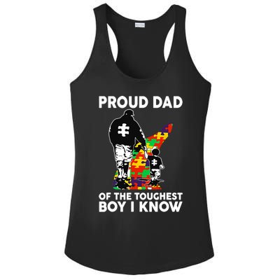 Proud Dad Of The Toughest I Know Autism Awareness Ladies PosiCharge Competitor Racerback Tank