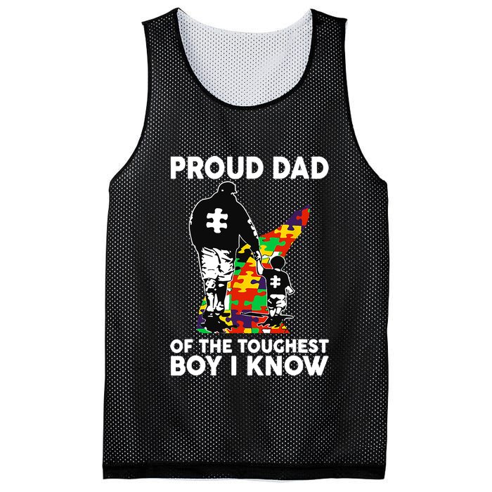 Proud Dad Of The Toughest I Know Autism Awareness Mesh Reversible Basketball Jersey Tank