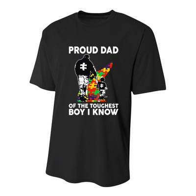 Proud Dad Of The Toughest I Know Autism Awareness Youth Performance Sprint T-Shirt