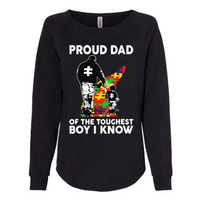 Proud Dad Of The Toughest I Know Autism Awareness Womens California Wash Sweatshirt