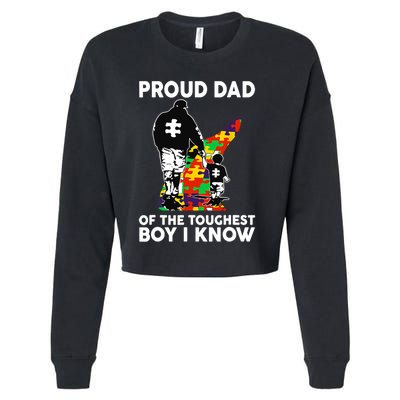 Proud Dad Of The Toughest I Know Autism Awareness Cropped Pullover Crew