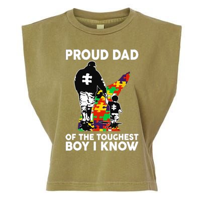 Proud Dad Of The Toughest I Know Autism Awareness Garment-Dyed Women's Muscle Tee