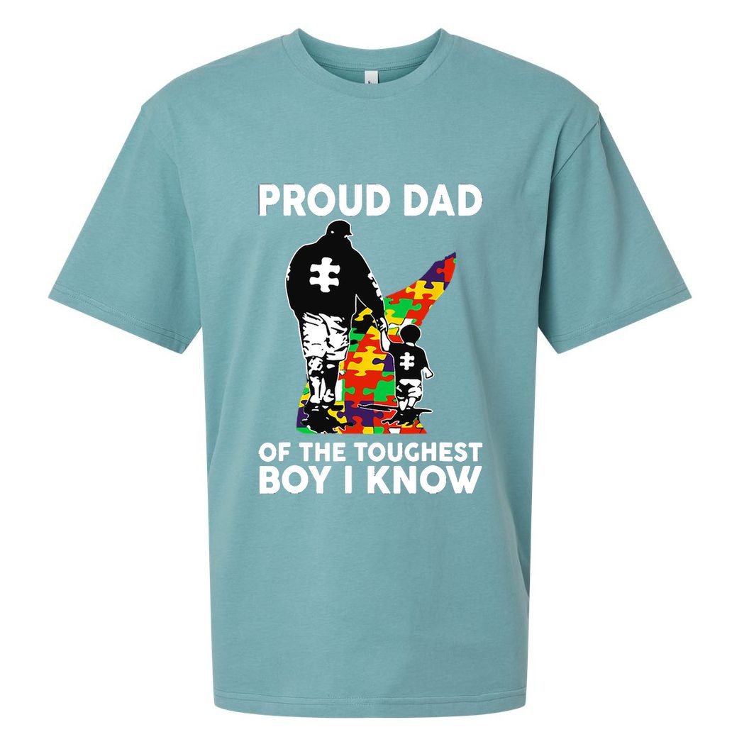 Proud Dad Of The Toughest I Know Autism Awareness Sueded Cloud Jersey T-Shirt
