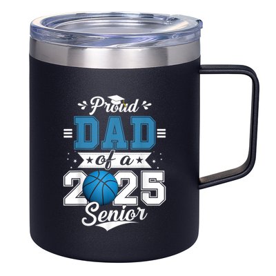 Proud Dad Of A 2025 Senior Graduate Basketball Theme 12oz Stainless Steel Coffee Mug