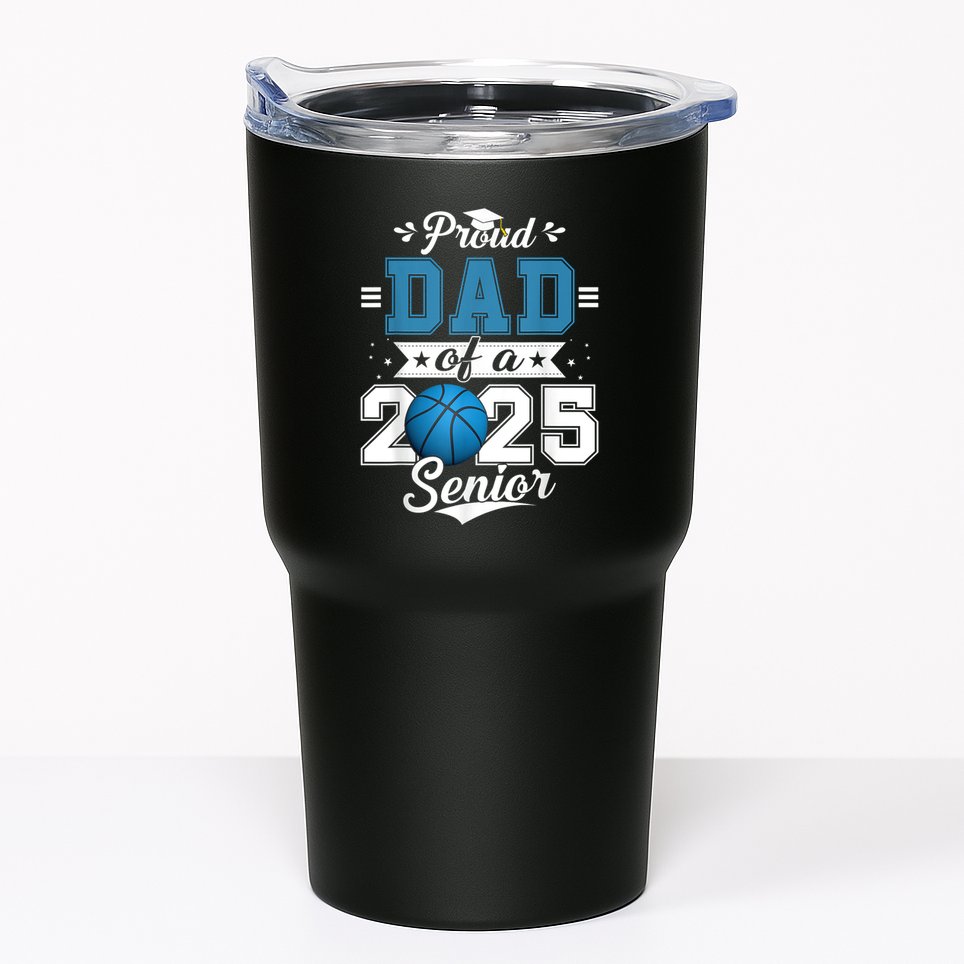 Proud Dad Of A 2025 Senior Graduate Basketball Theme Tumbler
