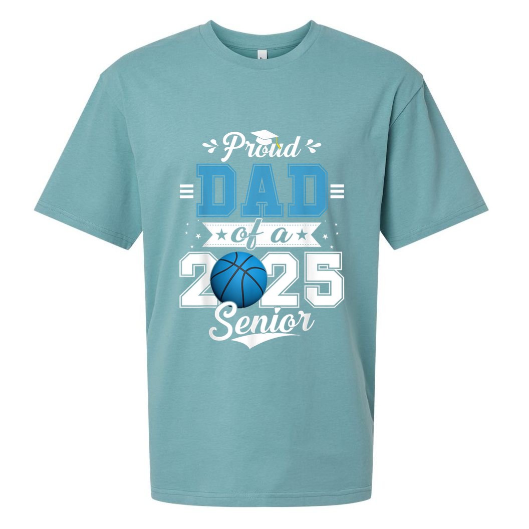 Proud Dad Of A 2025 Senior Graduate Basketball Theme Sueded Cloud Jersey T-Shirt