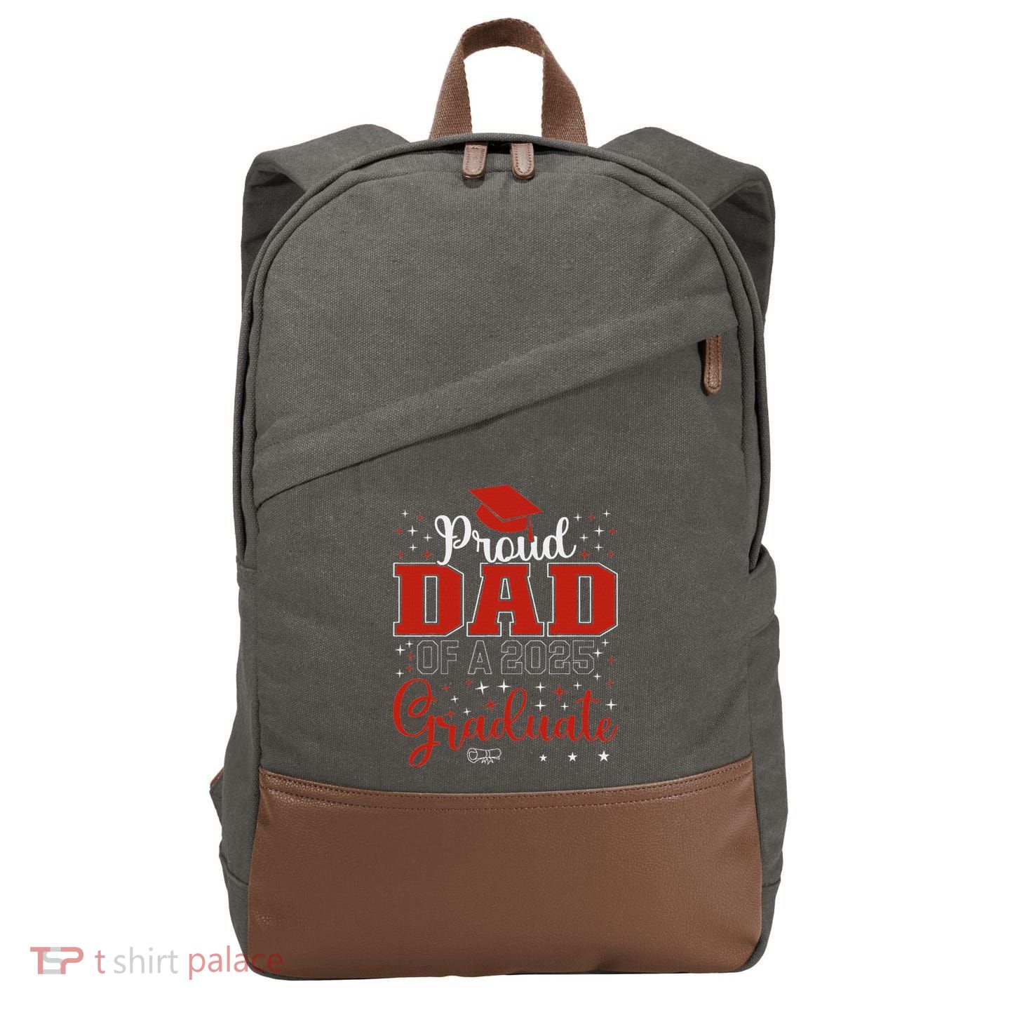 Proud Dad Of A Class Of 2025 Graduate For Graduation Cotton Canvas Backpack