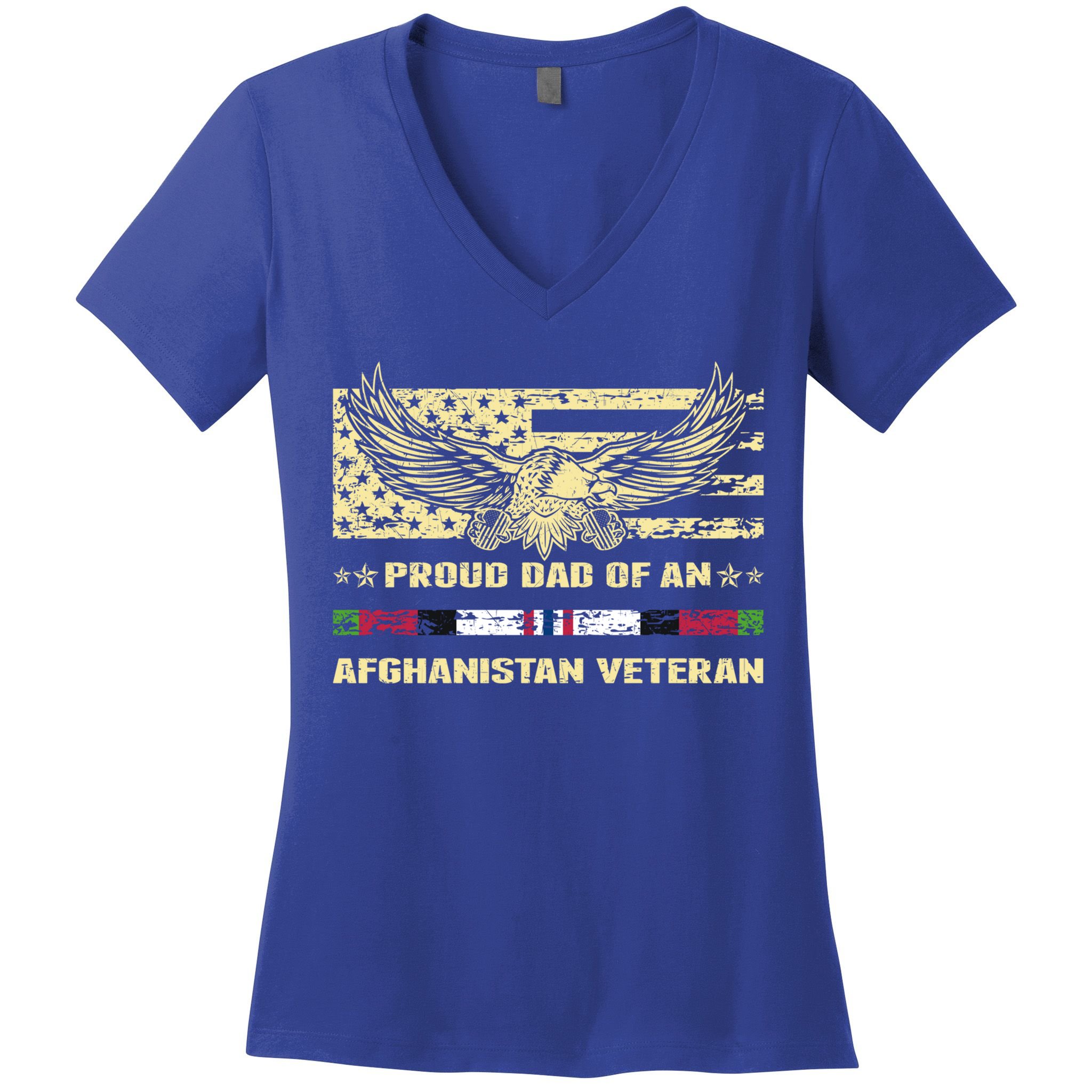 Proud Dad Of An Afghanistan Veteran Military Vets Father Gift Women's V-Neck T-Shirt