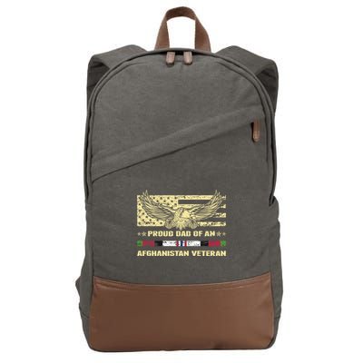 Proud Dad Of An Afghanistan Veteran Military Vets Father Gift Cotton Canvas Backpack