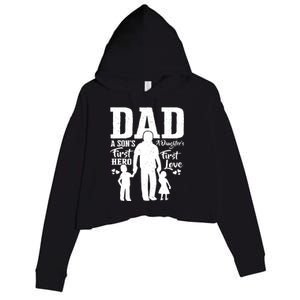 Proud Dad Of Twins Best Fathers Day Gift From Son Crop Fleece Hoodie