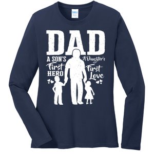 Proud Dad Of Twins Best Fathers Day Gift From Son Ladies Long Sleeve Shirt