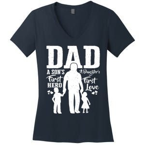 Proud Dad Of Twins Best Fathers Day Gift From Son Women's V-Neck T-Shirt