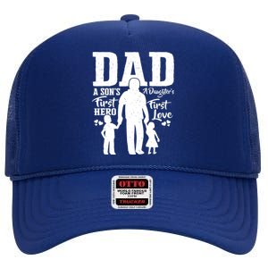 Proud Dad Of Twins Best Fathers Day Gift From Son High Crown Mesh Back Trucker Hat