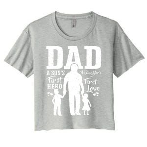 Proud Dad Of Twins Best Fathers Day Gift From Son Women's Crop Top Tee