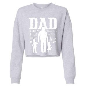 Proud Dad Of Twins Best Fathers Day Gift From Son Cropped Pullover Crew