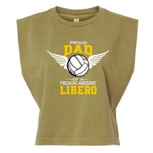 Proud Dad Of A Freaking Awesome Libero Volleyball Gift Garment-Dyed Women's Muscle Tee