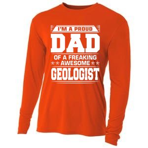 Proud Dad Of Awesome Geologist Fathers Day Gift Cooling Performance Long Sleeve Crew