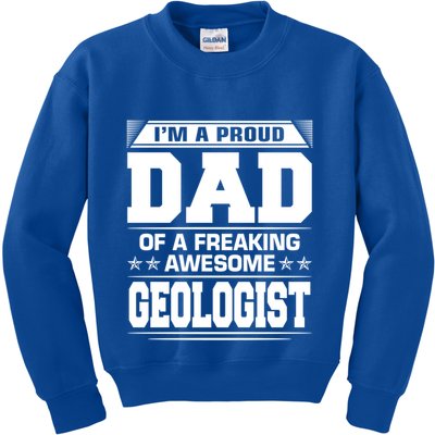 Proud Dad Of Awesome Geologist Fathers Day Gift Kids Sweatshirt