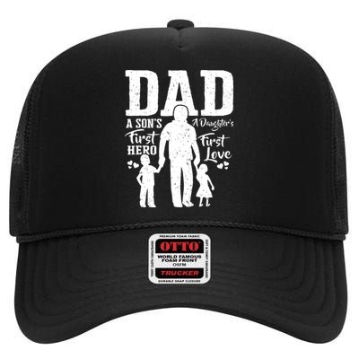 Proud Dad Of Twins Shirts Best Fathers Day Gift From Son High Crown Mesh Back Trucker Hat