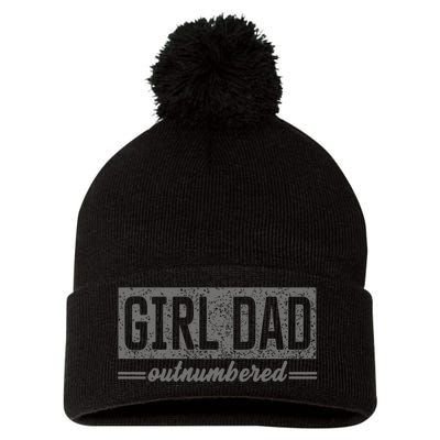 Proud Dad Of Girl Father Of Girl For Dad Fathers Day Pom Pom 12in Knit Beanie