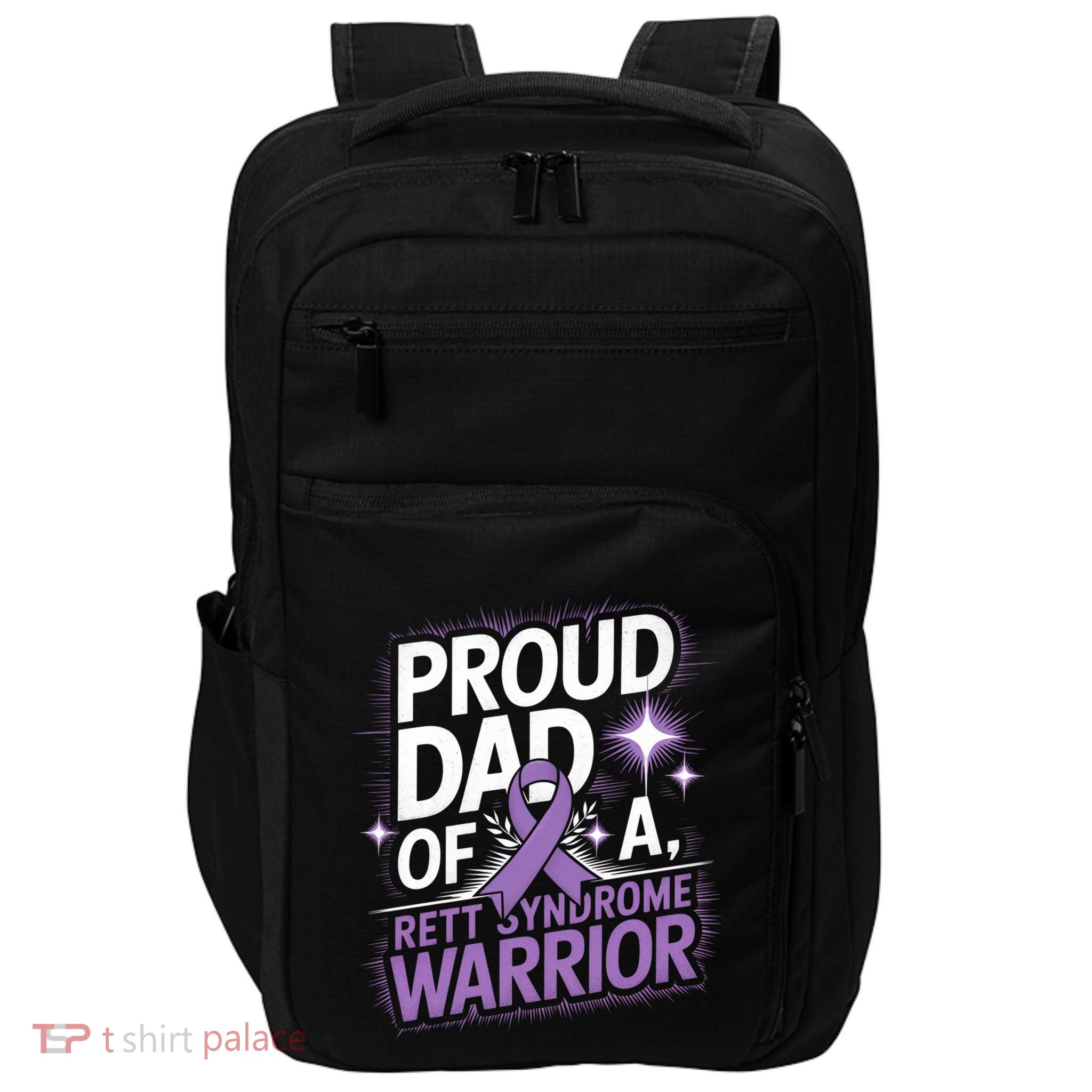 Proud Dad Of A Rett Syndrome Warrior Rtt Awareness Daddy Gift Impact Tech Backpack