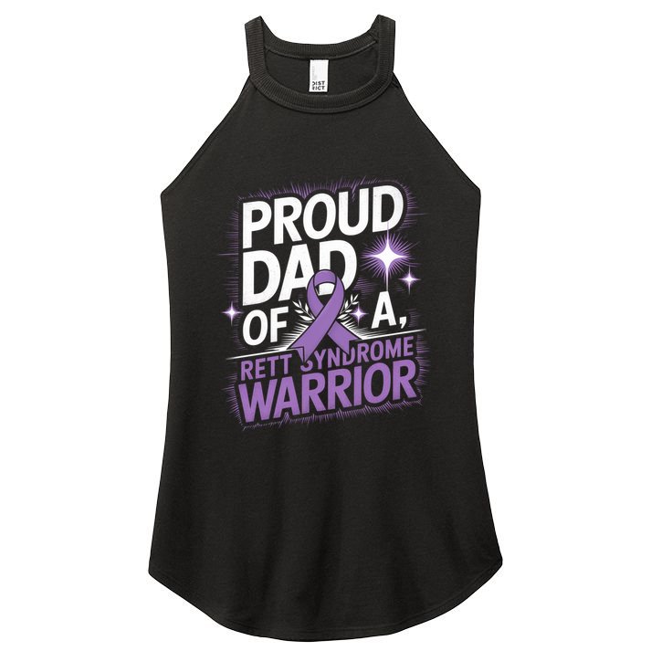 Proud Dad Of A Rett Syndrome Warrior Rtt Awareness Daddy Gift Women's Perfect Tri Rocker Tank