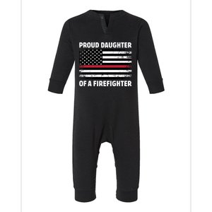 Proud Daughter Of A Firefighter Family Thin Red Line Flag Cute Gift Infant Fleece One Piece