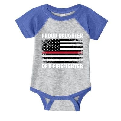 Proud Daughter Of A Firefighter Family Thin Red Line Flag Cute Gift Infant Baby Jersey Bodysuit