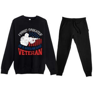 Proud Daughter Of A Korean War Veteran Usa Soldier Dad Mom Gift Premium Crewneck Sweatsuit Set