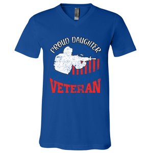 Proud Daughter Of A Korean War Veteran Usa Soldier Dad Mom Gift V-Neck T-Shirt