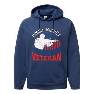 Proud Daughter Of A Korean War Veteran Usa Soldier Dad Mom Gift Performance Fleece Hoodie