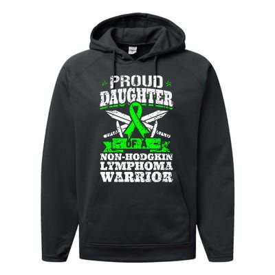 Proud Daughter Of A Non Hodgkin Lymphoma Warrior Ribbon Performance Fleece Hoodie