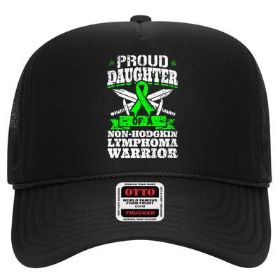 Proud Daughter Of A Non Hodgkin Lymphoma Warrior Ribbon High Crown Mesh Back Trucker Hat