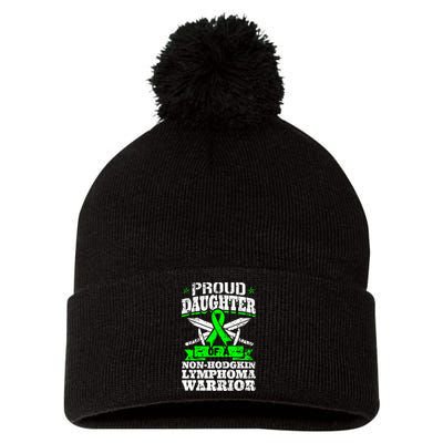 Proud Daughter Of A Non Hodgkin Lymphoma Warrior Ribbon Pom Pom 12in Knit Beanie