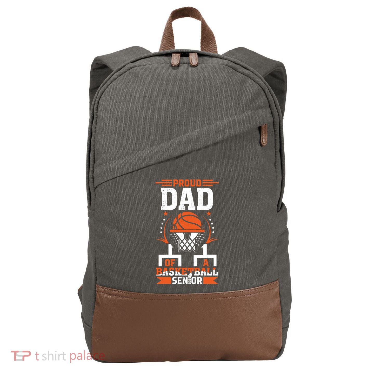 Proud Dad Of A Basketball Senior 2025 Graduation Cotton Canvas Backpack