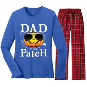 Pumpkin Dad Of The Patch Family Matching Daddy Halloween Great Gift Women's Long Sleeve Flannel Pajama Set 