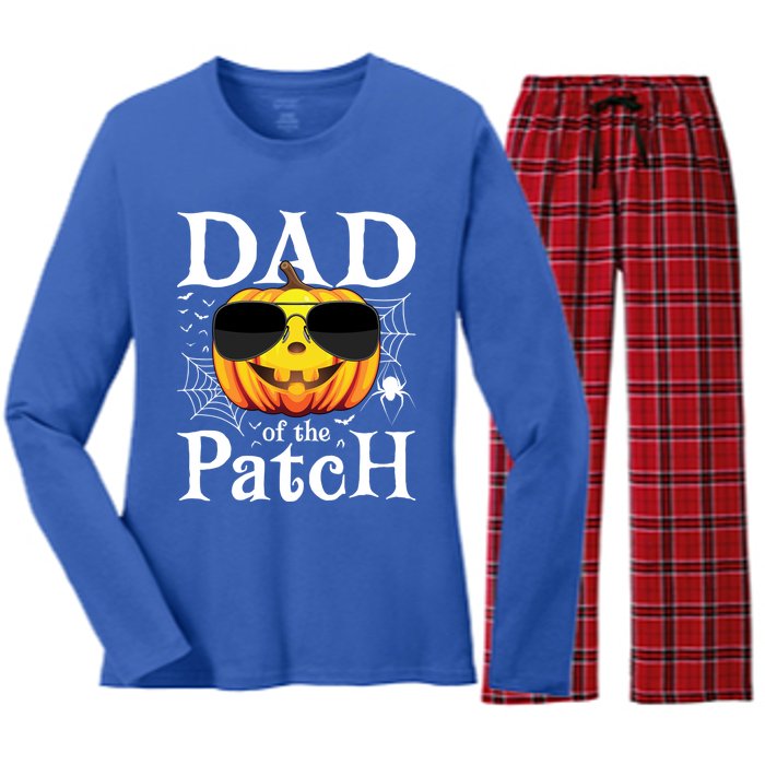 Pumpkin Dad Of The Patch Family Matching Daddy Halloween Great Gift Women's Long Sleeve Flannel Pajama Set 