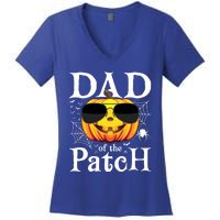 Pumpkin Dad Of The Patch Family Matching Daddy Halloween Great Gift Women's V-Neck T-Shirt