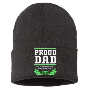 Proud Dad Of A Traumatic Brain Injury Warrior Sustainable Knit Beanie