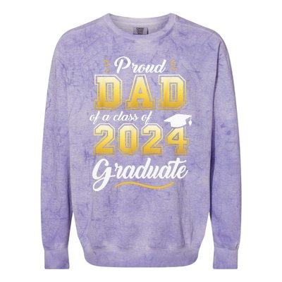 Proud Dad Of A Class Of 2024 Graduate Senior 24 Graduation Colorblast Crewneck Sweatshirt