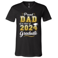 Proud Dad Of A Class Of 2024 Graduate Senior 24 Graduation V-Neck T-Shirt