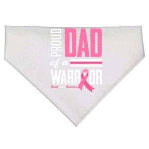 Proud Dad Of A Warrior Daughter Breast Cancer Awareness Meaningful Gift USA-Made Doggie Bandana