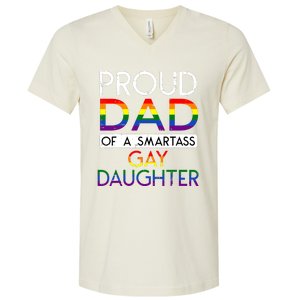 Proud Dad Of A Daughter Straight Ally Pride Month V-Neck T-Shirt