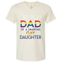 Proud Dad Of A Daughter Straight Ally Pride Month V-Neck T-Shirt