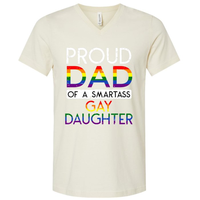 Proud Dad Of A Daughter Straight Ally Pride Month V-Neck T-Shirt