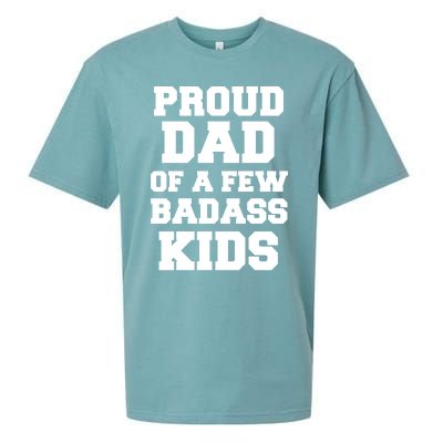 Proud Dad Of A Few Badass Dad Of 3 Funny Fathers Day Gift Sueded Cloud Jersey T-Shirt