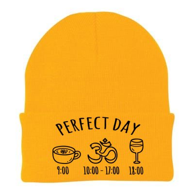 Perfect Day Perfect Daily Plan Coffee Meditation Yoga Wine Gift Knit Cap Winter Beanie